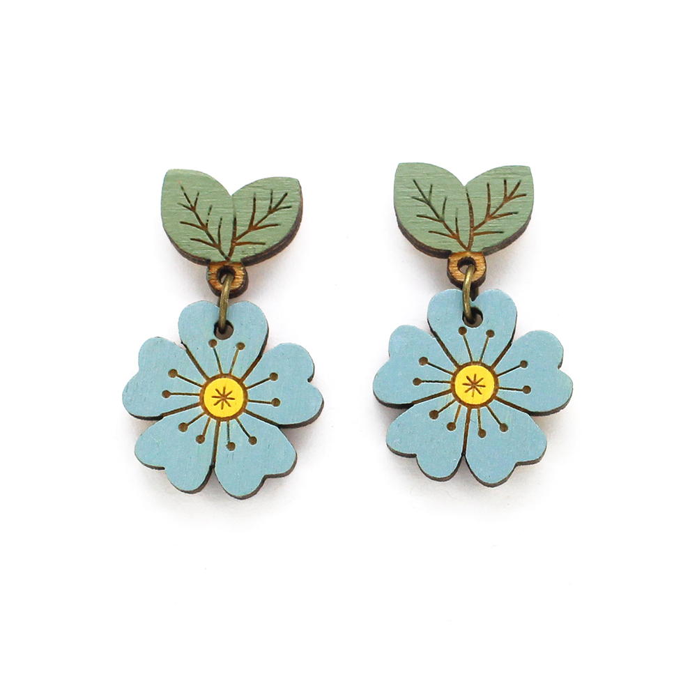 Blue Forget-Me-Not Drop Earrings - Image 3