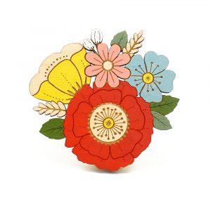 Summer Wildflowers Brooch - Red
