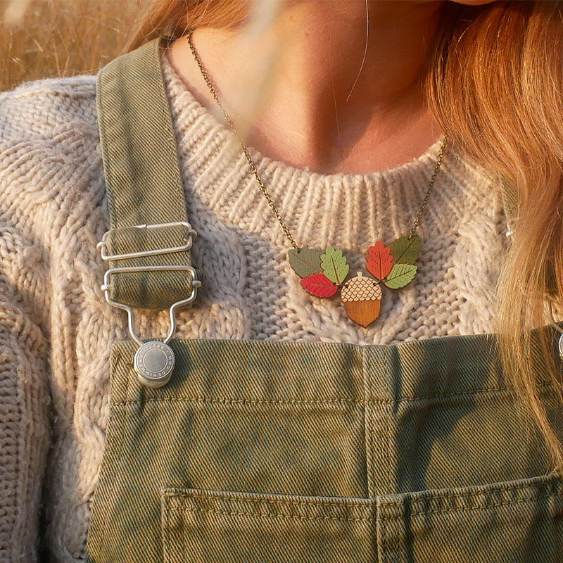 Autumn Leaves and Acorn Necklace - Image 2