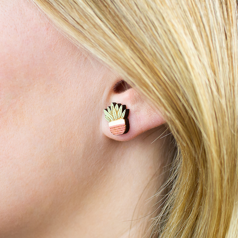 Pot Plant Earrings - Pink - Image 4