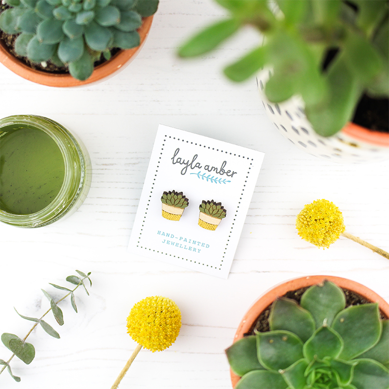 Pot Plant Earrings - Yellow - Image 2