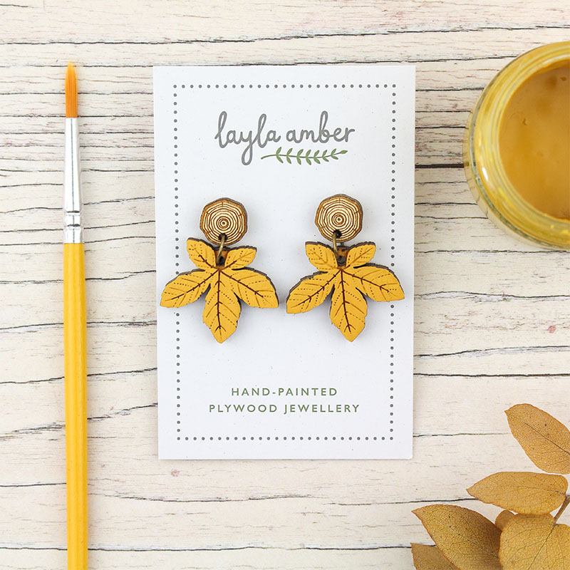 Chestnut Leaf Drop Earrings - Image 2