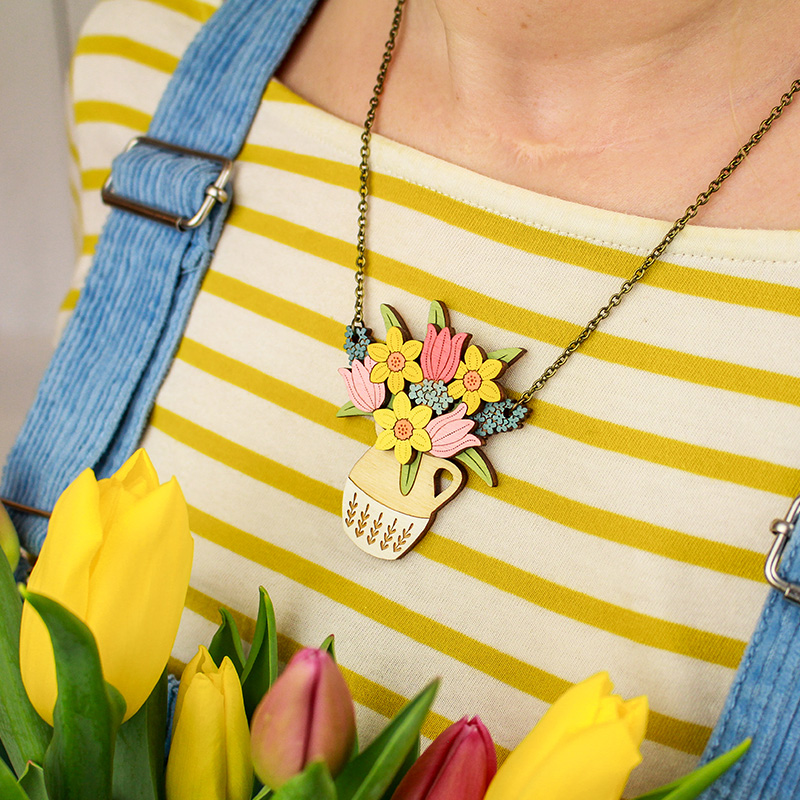 Spring Flowers in a Jug Necklace - Image 5