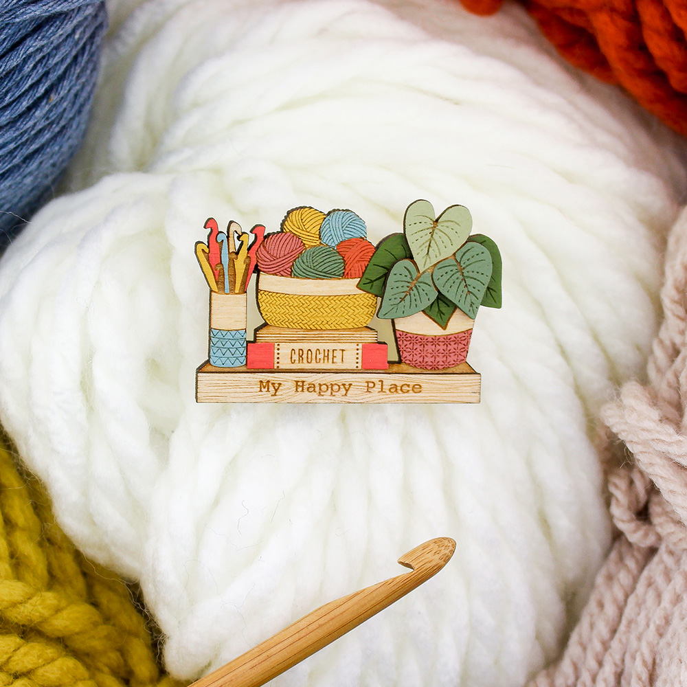 Happy Crochet Brooch - Image 3